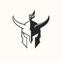 spartanisches gehörntes Logo-Illustrationsdesign für Ihr Unternehmen oder Geschäft vektor
