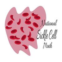 nationaler Sichelzellenmonat, schematisches Bild von Blutzellen für Banner vektor