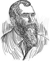 philip hichborn 1839 till 1910 han var en sjö- konstruktör årgång linje teckning eller gravyr illustration vektor