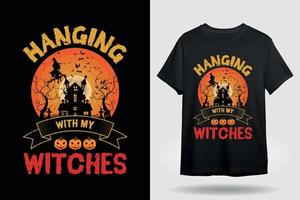 Hängen mit meinem Hexenhalloween-Retro-T-Shirt vektor