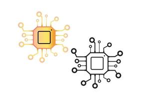 svart och vit och färgad processor chip isolerat på vit bakgrund. vektor illustration av artificiell intelligens