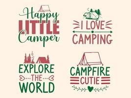 Set von Camping-T-Shirt-Design vektor