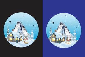 Winter- und Schnee-T-Shirt-Design-Vorlage vektor