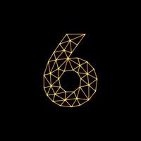 6-Buchstaben-Logo-Design für Mode-, Schönheits- und Spa-Unternehmen. Vektorsymbol mit 6 Buchstaben. 6 goldenes Logo vektor