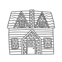 hand dragen Land hus klotter illustration. scandinavian hus med tak vektor klämma konst