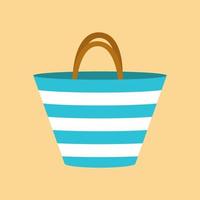 randig strand väska platt stil illustration. trendig sommar shopper väska vektor