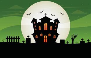 halloween slott bakgrund vektor illustration design