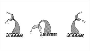 Silhouette Meerjungfrauenschwanz auf Wassersammlung vektor
