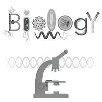 Biologie Schulfach Text und Krankheitserreger Vektorgrafik vektor