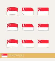 vektor flaggor av singapore, samling av singapore flaggor.