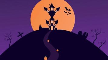 halloween natt med full måne och fladdermöss vektor