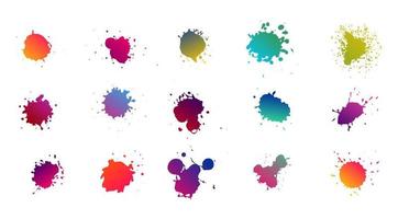 satz bunter tinten- oder farbspritzer, verlaufsfarbe von farb- oder tintenspritzern vektor