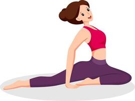 Mädchen-Yoga-Pose-Charakter-Design-Illustration vektor