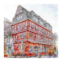 frankfurt deutschland aquarell skizze handgezeichnete illustration vektor