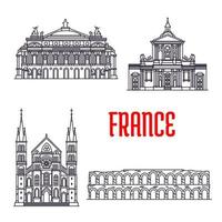 historisk byggnader och sevärdheter av Frankrike vektor