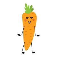Karotte ist ein lustiges Cartoon-Gemüse. flirty cartoon karotte verliebt vektor