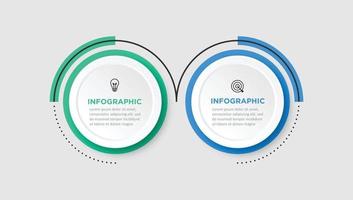 Infografik-Designvorlage mit Symbolen und 2 Optionen oder Schritten. vektor