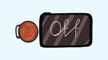 de begrepp av digital detox. vände sig av läsplatta och kaffe mugg. vektor illustration