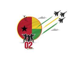 2:a oktober, fira oberoende dag av Guinea, hälsning soldater och armén är i handling, luft krafter som visar luft visa i de himmel, en nationell Semester observerats förbi de republik av guinea på 1958 vektor