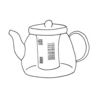 Teekanne handgezeichnet im Doodle-Stil. Geschirr, Getränk, Teezeremonie. Symbol, Aufkleber. Vektor-Minimalismus-Monochrom-Skandinavisch vektor