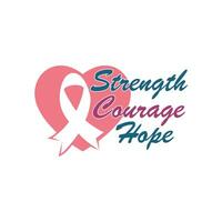 Kraft, Mut und Hoffnung. kampf gegen krebs, rosa band, bewusstseinssymbol für brustkrebs. Design von Vektorvorlagen für Brustkrebs-Aufklärungsprogramme. vektor