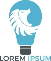 Glühbirne und Löwen-Logo-Design. wilde Ideen-Logo-Konzept. vektor