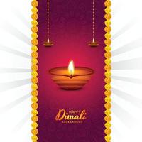 indisk religiös festival diwali lampor kort bakgrund vektor