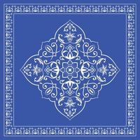 Damast-Teppichmuster Blumenrahmen Bandana-Schal, Hijab, Halstuch, Tischdecke vektor