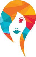 schöne Frau Gesicht Logo-Design-Vorlage. abstraktes designkonzept für schönheitssalon, massage, magazin, kosmetik und spa. vektor