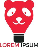 ljus Glödlampa panda form logotyp design. kreativ djur- och Zoo idéer begrepp. vektor