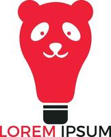 Glühbirne Panda-Form-Logo-Design. kreatives tier- und zooideenkonzept. vektor