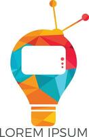 Glödlampa och tv logotyp design. kreativ tv program idéer. vektor