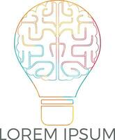 Glödlampa och hjärna logotyp design. kreativ ljus Glödlampa aning hjärna vektor ikon.