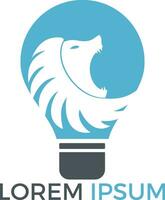 Glühbirne und Löwen-Logo-Design. wilde Ideen-Logo-Konzept. vektor