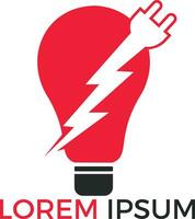 Lichtlampe elektrisches Logo-Design. Glühbirnen-Logo-Vorlage mit Stromkabeln und elektrischen Steckern vektor