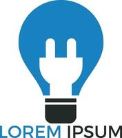 ljus lampa elektrisk logotyp design. ljus Glödlampa logotyp mall med befogenheter kablar och elektrisk pluggar. vektor