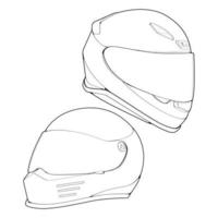 satz von schablonenhelm full face, line art helm vektor illustration, line art vektor, helm vektor