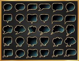 schwarz-goldene blasensprachikonen stellen sammlung ein vektor
