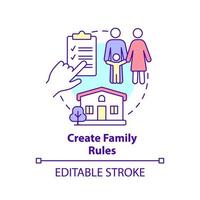 Symbol für das Konzept der Familienregeln erstellen. Disziplin und Verhalten. Förderung der Teamarbeit abstrakte Idee dünne Linie Illustration. isolierte Umrisszeichnung. editierbarer Strich. vektor