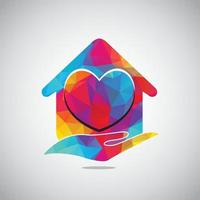 Hauspflege-Logo entwirft Konzeptvektor, Haus- und Liebeslogoschablone. vektor