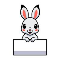 niedlicher kleiner kaninchen-cartoon mit leerem zeichen vektor