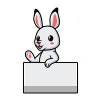 niedlicher kleiner kaninchen-cartoon mit leerem zeichen vektor