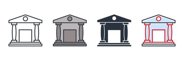 Bank byggnad ikon logotyp vektor illustration. Bank symbol mall för grafisk och webb design samling