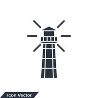 Leuchtturm Gebäude Symbol Logo Vektor Illustration. Leuchtturm-Symbolvorlage für Grafik- und Webdesign-Sammlung