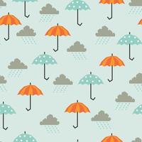 regn och paraply mönster vektor