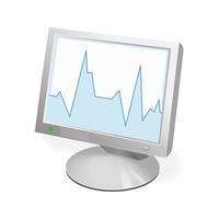 volumetrisches Monitorsymbol für PC oder Systemeinheit mit Diagramm vektor