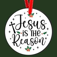 Jesus är de anledning. runda jul tecken. jul hälsning mönster. dörr galge vektor Citat ordspråk. hand teckning vektor illustration. jul träd dekoration.