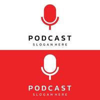 Podcast-Logo-Vorlage, Vektordesign mit modernem, trendigem Mikrofon-Audio. Podcasts für Studio, Interview, Multimedia und Web. vektor