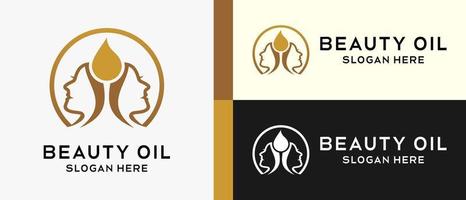 kvinna logotyp design mall och olja ikon med kreativ begrepp i cirkel. premie logotyp illustration vektor