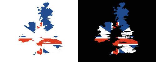 Großbritannien Karte Grunge Textur bunte Flagge Design Vektor-Set vektor